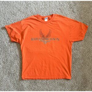 McDaniel’s Harley Davidson Motorcycles Orange T-Shirt 2XL Pre Owned USA Vintage